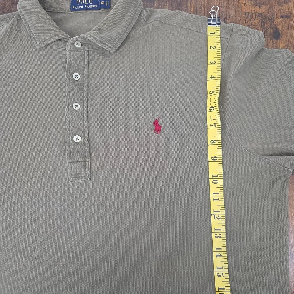 Polo Ralph Lauren Shirt Men XXL Olive Green Popover Featherweight Mesh‎
